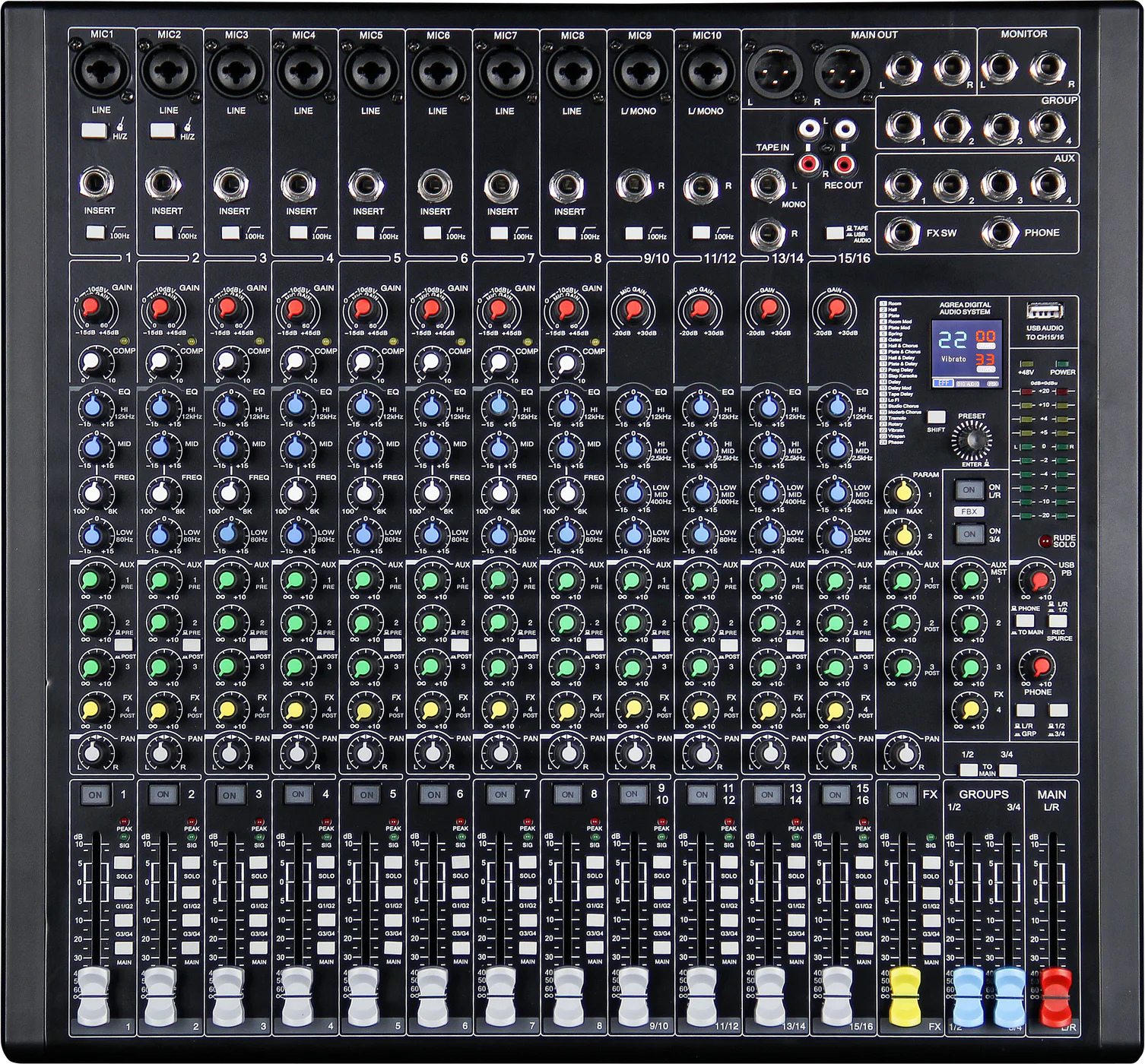 MICKLE ALPHA16 analog mixer angled product view