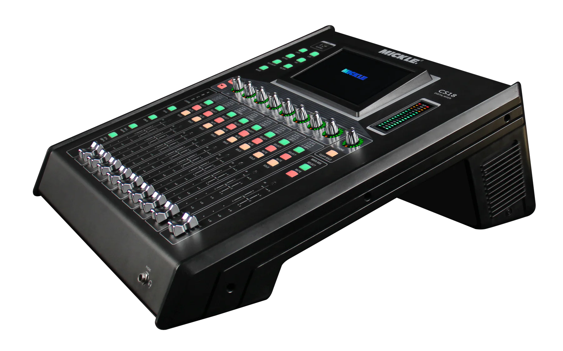MICKLE CS18 compact digital mixer angled view